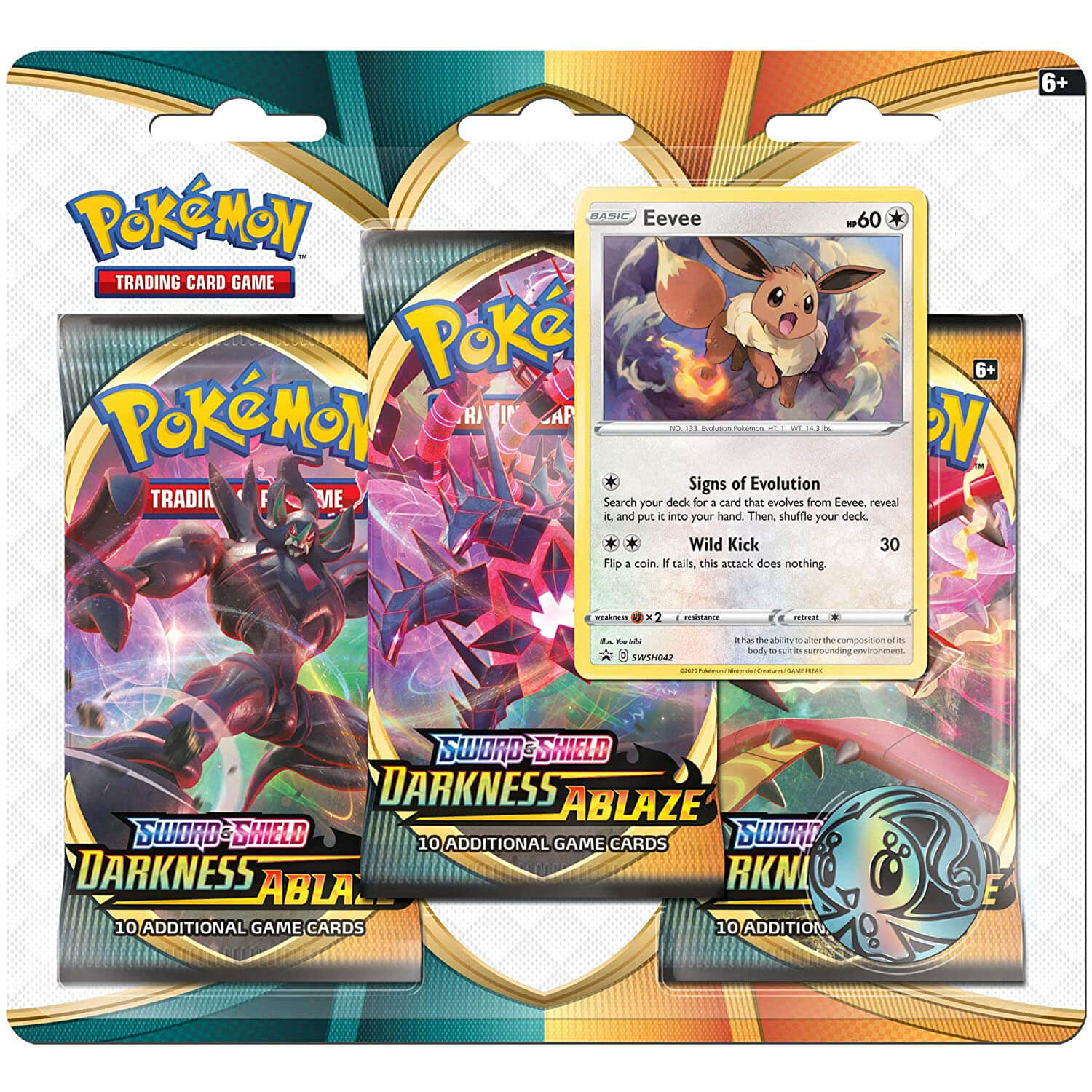 Pokemon TCG Sword & Shield Darkness Ablaze 3-Pack Eevee Blister