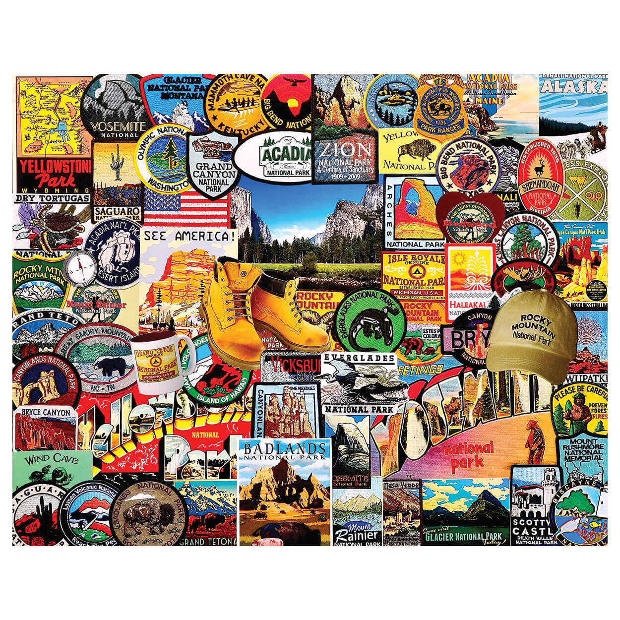 White Mountain Puzzles National Park Badges 1000 Pc